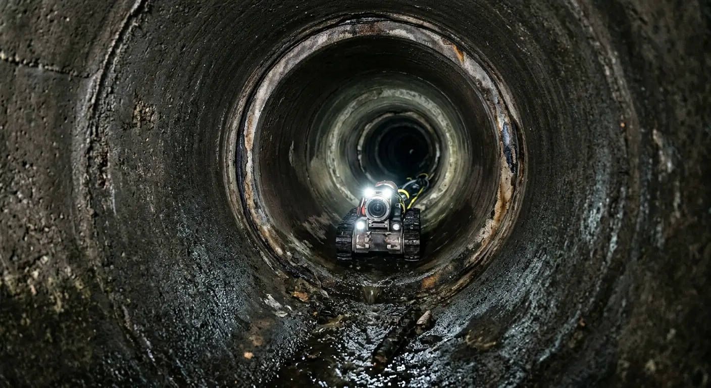 Robotic sewer camera inspecting pipe interior for Sewer Line Repair in Fort Shawnee